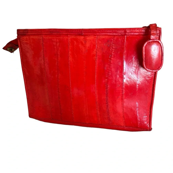 Summer Boho Red Genuine Eel Skin Leather Zipper Cluth - Picture 5 of 13